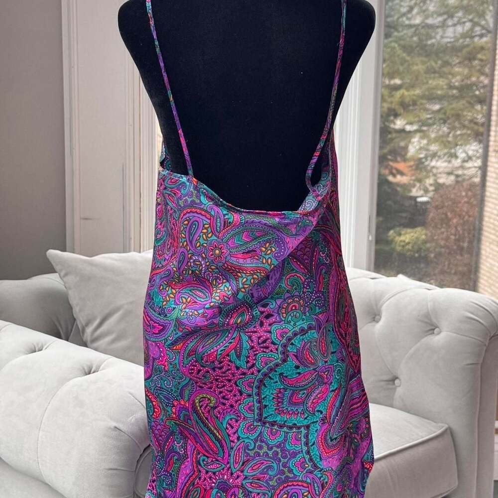 California Mis Vintage Paisley Lace Slip Dress - Picture 4 of 8